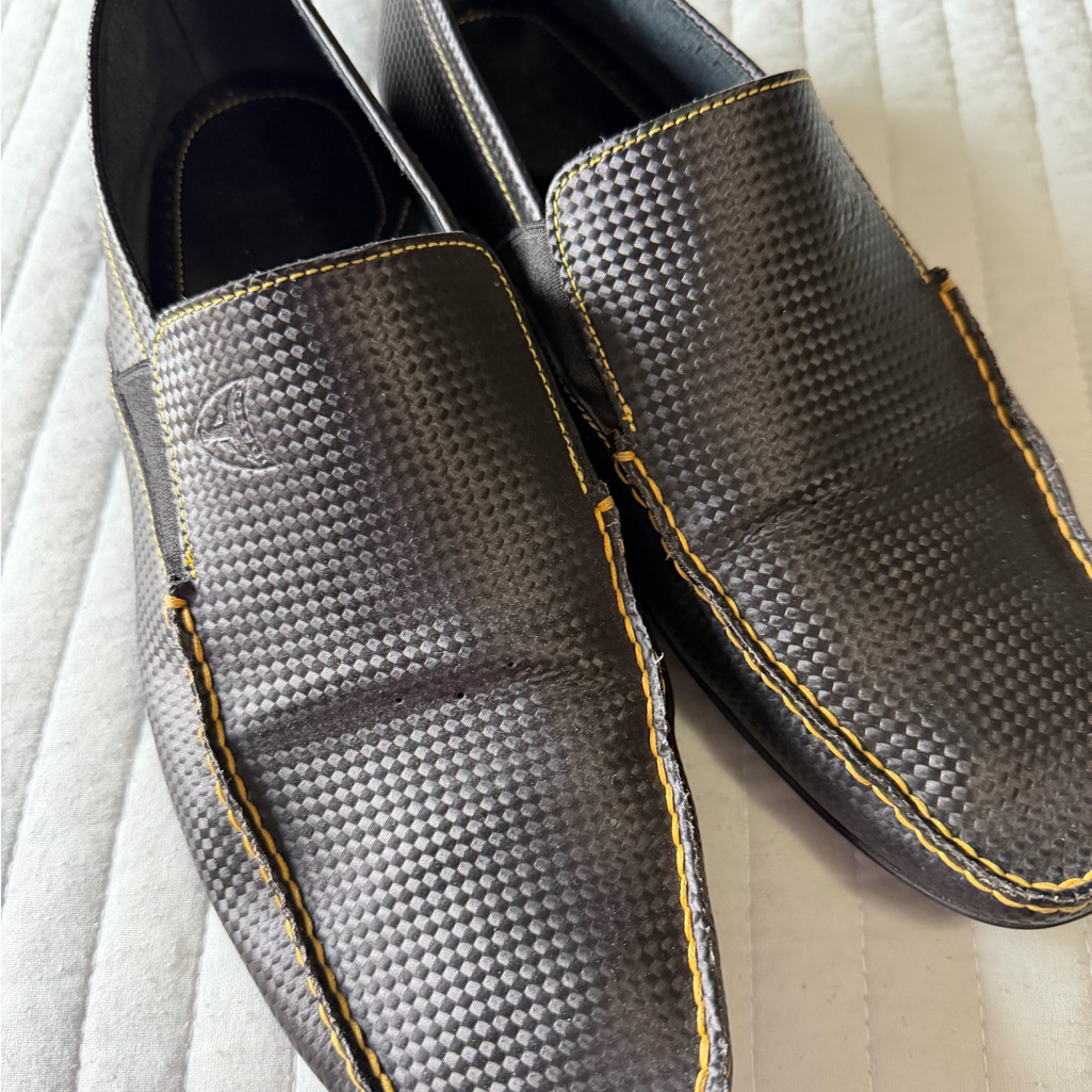 Michael Toschi Onda Driving Shoes In Black Carbon Techno Leather